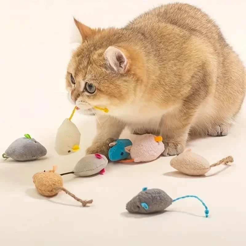 Brinquedos interativos de pelúcia para ratos e gatos com linho durável, perfeito para raças pequenas, seguro para brincar dentro de casa